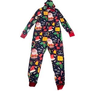 Women's Christmas Pajama Jumpsuit Santa Snowman Print Hooded Jumpsuit